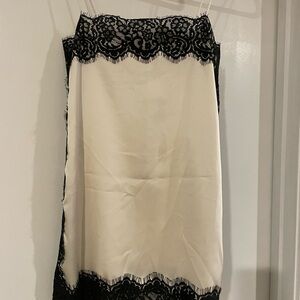 Zara Viral Satin Effect Ivory Camisole with Black Lace Trim